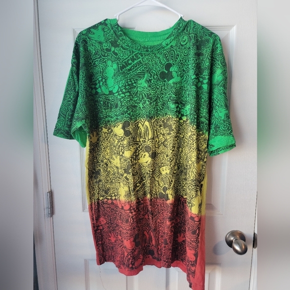 Disney Other - Disney Authentic Park Tri Color Short Sleeve Crew Neck SZ L All Over Front Print